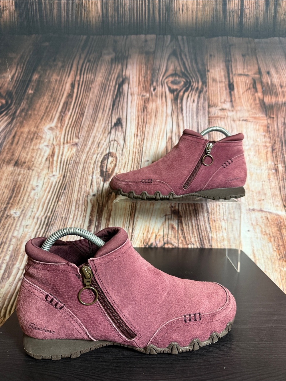 Skechers Bikers Zappiest Wide Fit Ankle Boots Womens Sz 7.5